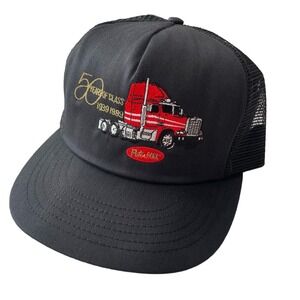 Vintage 80s Tonkin Peterbilt 50 Years Anniversary Trucker Hat Black Snapback